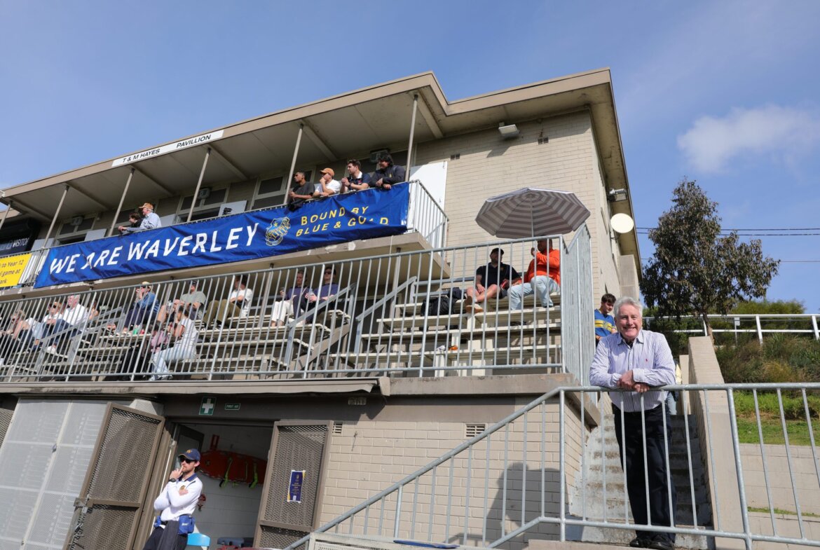Peter Anderson at the T & M Hayes Pavilion at Queens Park, Waverley College