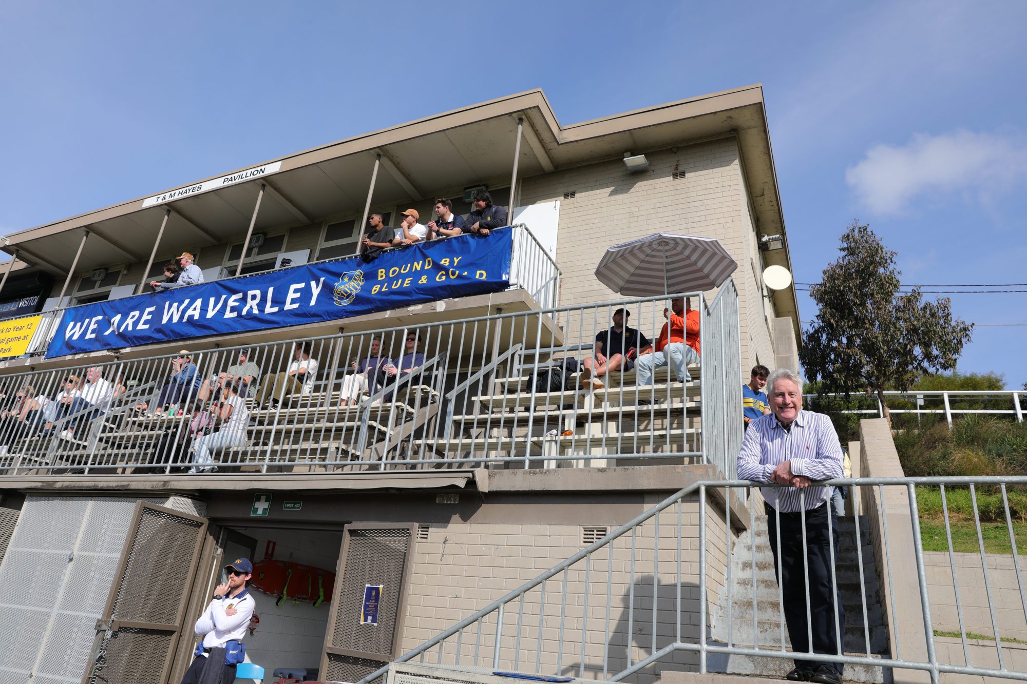 Peter Anderson at the T & M Hayes Pavilion at Queens Park, Waverley College